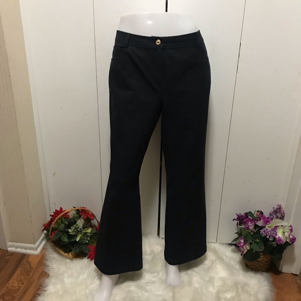 St John Caviar Black Wide Leg Pant Size 14